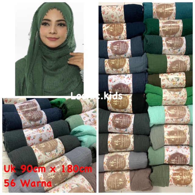 (BUY 1 GET 1) 21-40 jilbab Pashmina Rawis Kusut / Negro Shawl Pashmina Polos