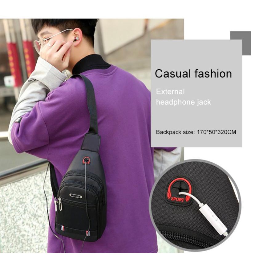 Tas Selempang Pria Polo Power Original Sling bag Import Tas Dada ABG Waterproof USB Portable 1518-PP