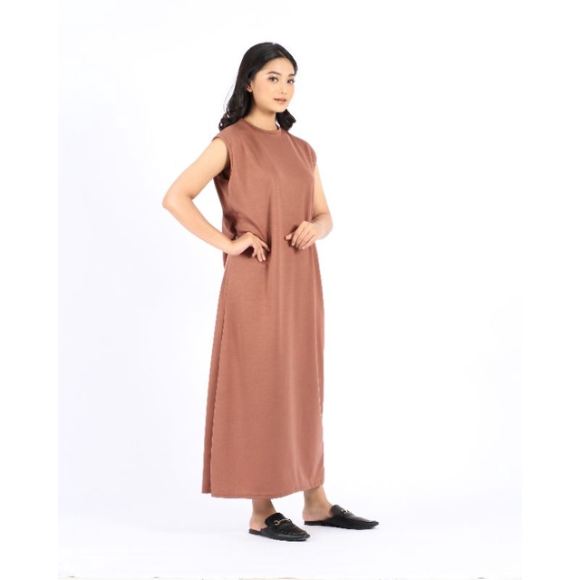 INNER SPAN DRESS HITAM TANPA LENGAN | INNER DRESS PANJANG POLOS | LONG DRESS PANJANG TANPA LENGAN