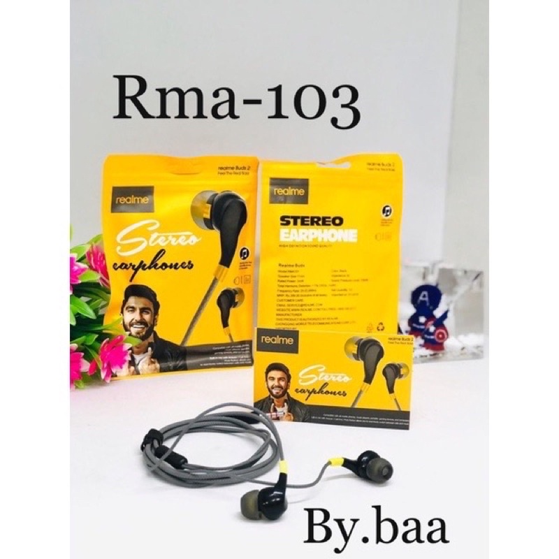 HANDSFREE/HEADSET/EARPHONE REALME BUDS 2 MODEL RMA-103 STEREO EARPHONE + MIC SUARA MANTUL