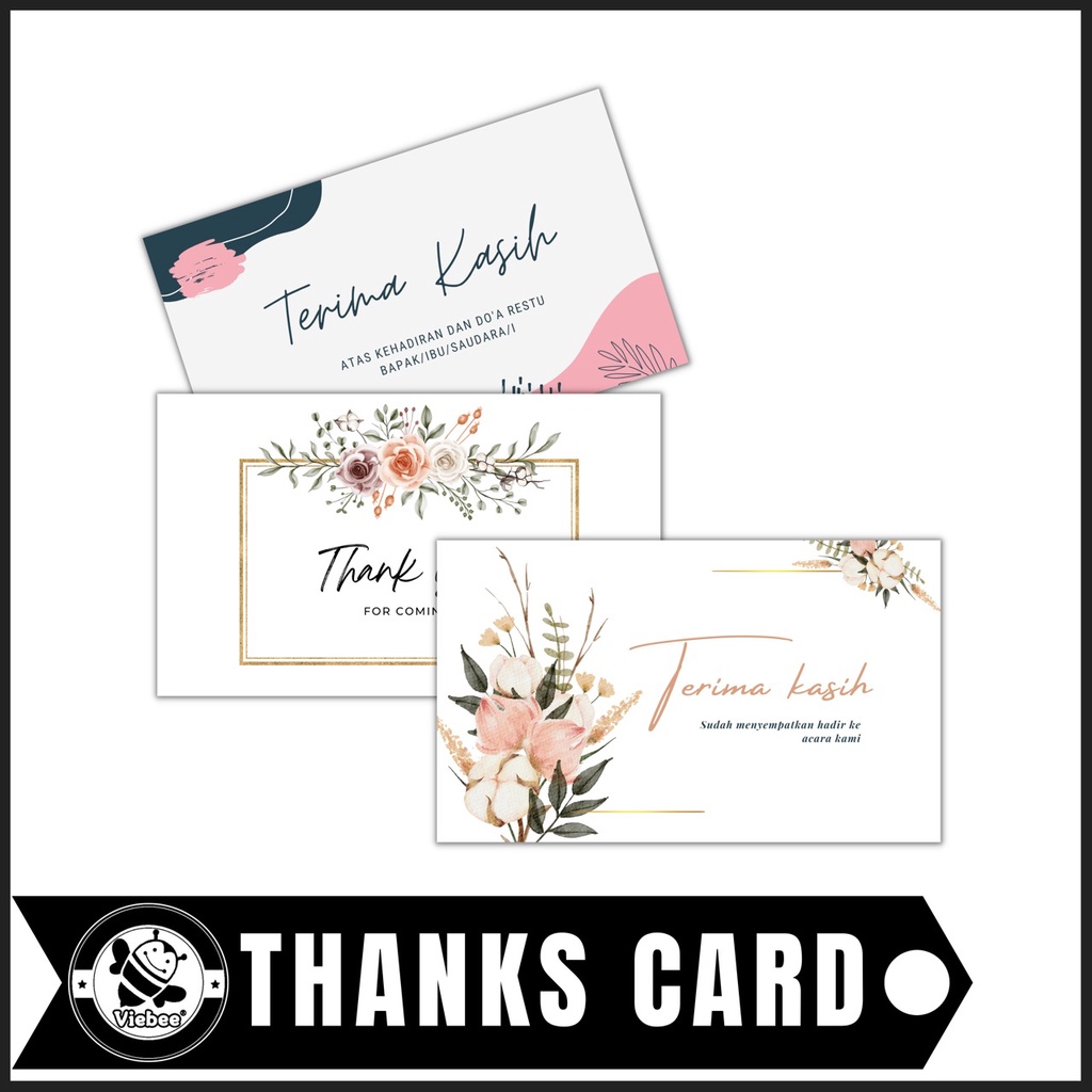 Termurah di Shopee Cetak Thank You Card Souvenir Kartu Hampers Ucapan Ultah Birthday Wedding Elegan 