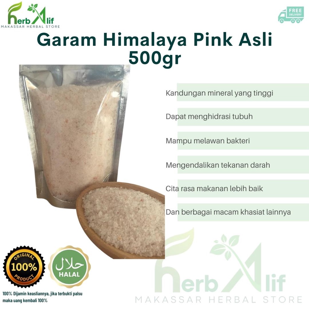 

Garam Himalaya Pink Asli 500gr Pink Salt Himalaya Original Himalayan Rock Pink Salt - Makassar Herbal Store