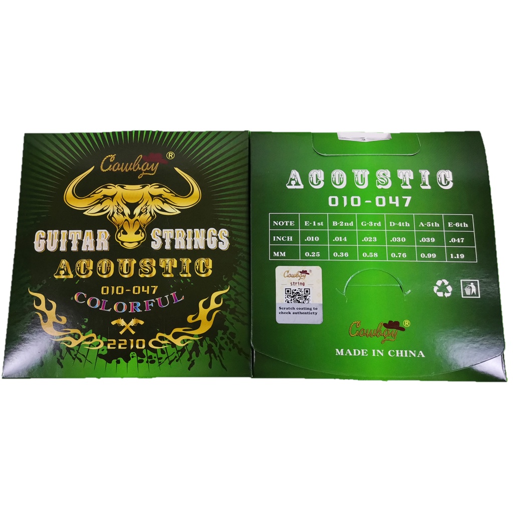 Senar gitar Cowboy 2210 colorful akustik 010-047 guitar accoustic strings fullset bonus pick