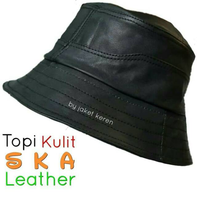 Topi pria model SKA kulit asli unik gaul keren