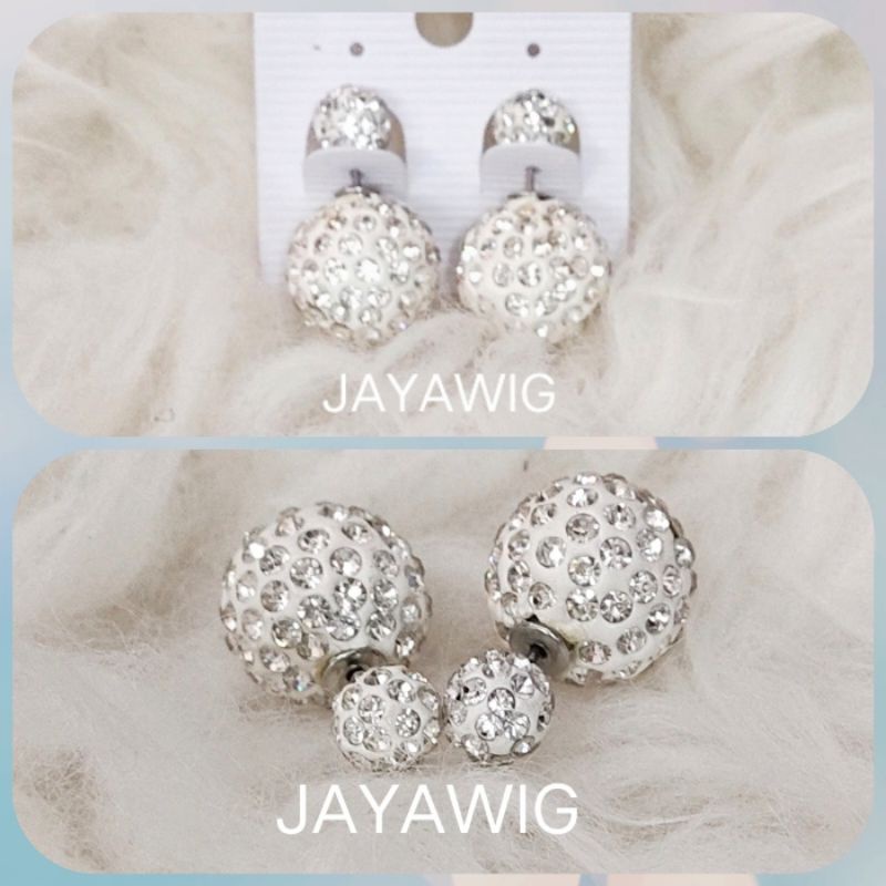 Anting Bulat Mata Mata Anting Tusuk Warna Silver