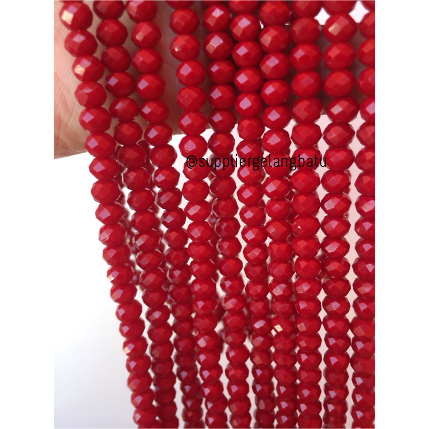 Crystal Ceko Doff 6mm MERAH MAROON beads manik donat rondelle grosir perhiasan aksesoris fashion