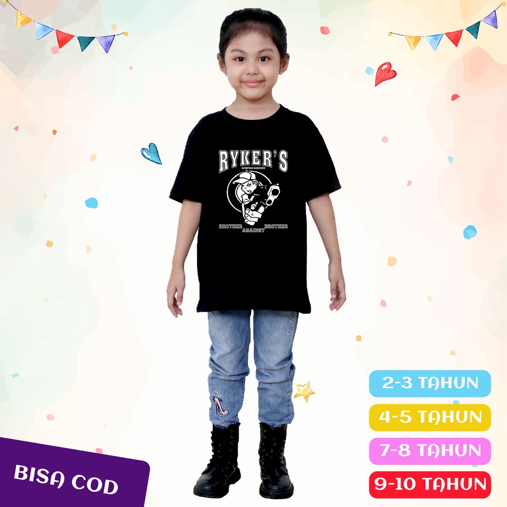 Kaos Musik Anak Premium Bahan Kain Katun Combed Band Hardcore Rykers