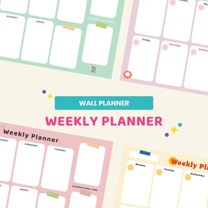 

Weekly Planner Schedule Board - Wall Planner - Hariku Studio