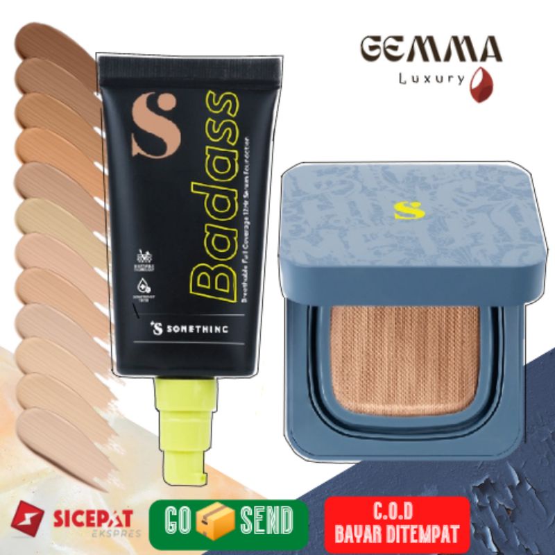 (GOSEND/COD) SOMETHINC HOOMAN Breathable UV Cushion Cover SPF 35 PA++++ | BADASS BREATHABLE FULL COVERAGE 12HR SERUM FOUNDATION | COPY PASTE BREATHABLE MESH CUSHION