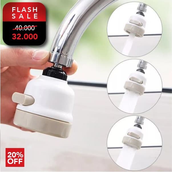 Turbo faucet sprayer 3 Mode 360 rotasi Sambungan kran hemat Air - PENDEK