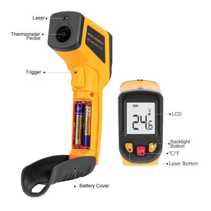 Thermometer Infrared Digital Non Contact - 600S - Biru