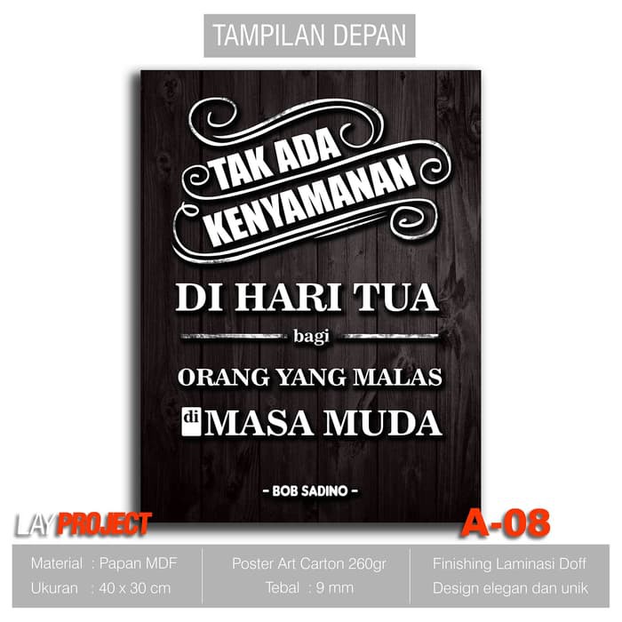 Hiasan Dinding Poster Kayu  QuotesQuotes Bob Sadino Masa Muda A08&hd427