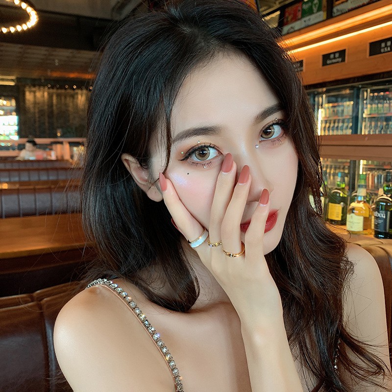 [ACKER] 3Pcs/set Mode Cincin Perhiasan Paduan Korea Akrilik Terbuka Cincin Set Untuk Wanita