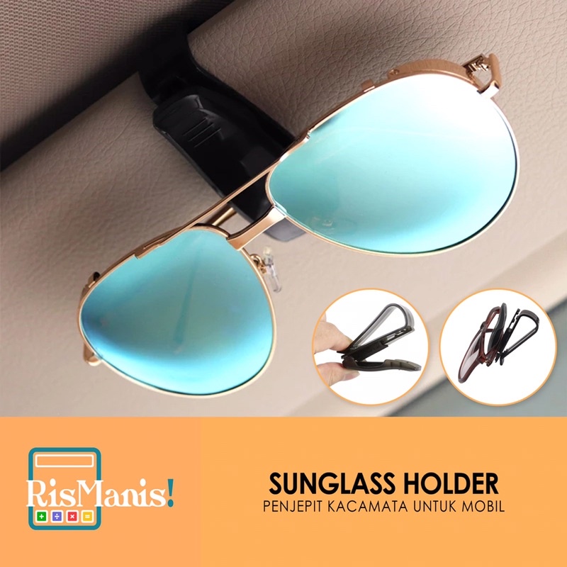 SUNGLASS HOLDER - Klip Mobil Serbaguna Penjepit Kacamata Kartu E-Toll Karcis Parkir Praktis Efisien