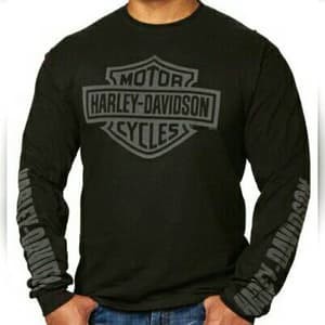 Tshirt baju kaos harley davidson lengan panjang hitam longsleeve