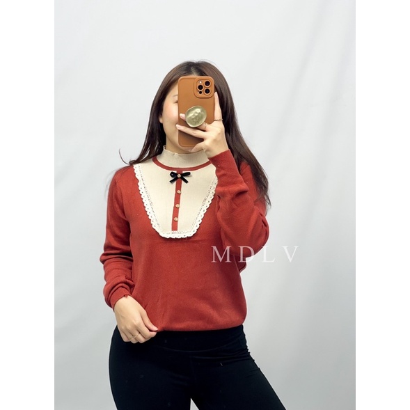 MDLV ~ 1047# Martha Knitted Top Atasan Blouse Rajut Fashion Import