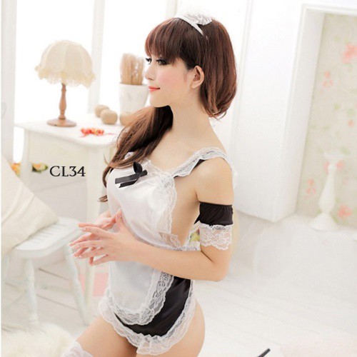 [READY STOK] KOSTUM COSPLAY PELAYAN SEKSI COSTUME SEXY LINGERIE FRENCH MAID CL34