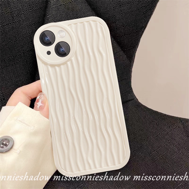 Case Lensa Bulat Motif Riak Air Dengan Gelang Untuk iPhone 7 8 Plus XR 11 12 13 14 Pro Max 14 Plus 11Pro Max X XS Max