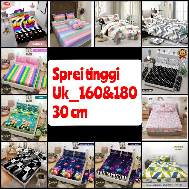 160x200x30/120x200x30 aesthetic kotak kotak tinggi 30cm/Sprei aesthetic korea.motif komplet murah