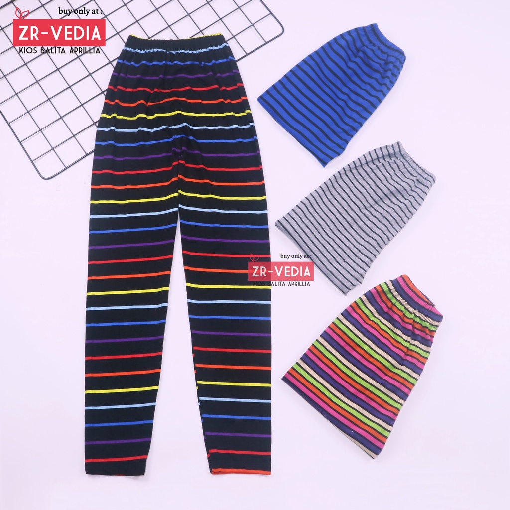 Legging Motif Salur uk 8-12 Tahun / Celana Salur Panjang Anak Perempuan Lejing Laging Tanggung Murah Motif Adem