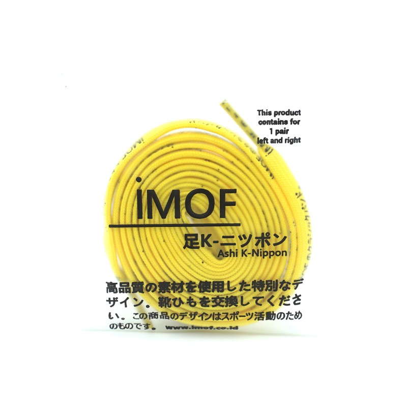 Tali Sepatu IMOF Classic Yellow - Black Tulisan Premium Quality