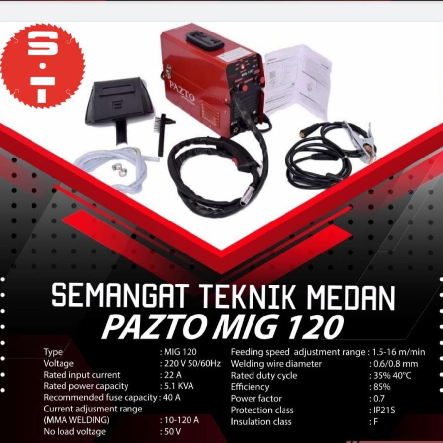MESIN TRAFO LAS MIG MIGi TANPA GAS CO2 120 A AMPERE EMIRATES + KAWAT