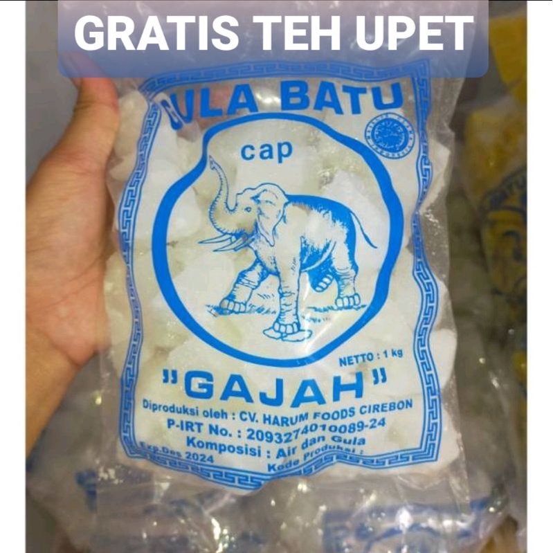 

Gula Batu Putih CAP GAJAH Potongan Kecil Khas Cirebon Kemasan 1 Kg GRATIS teh