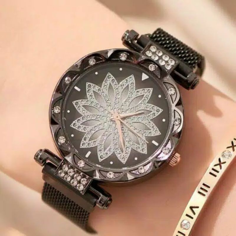 (Grosir)Jam Tangan Wanita Bunga Strap Magnet(Terima Cod)