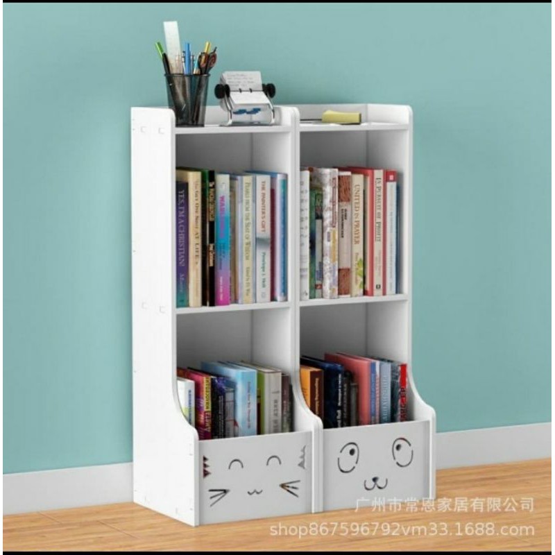 Rak Buku Minimalis Motif Animal Sekolah Anak Kantor Organizer