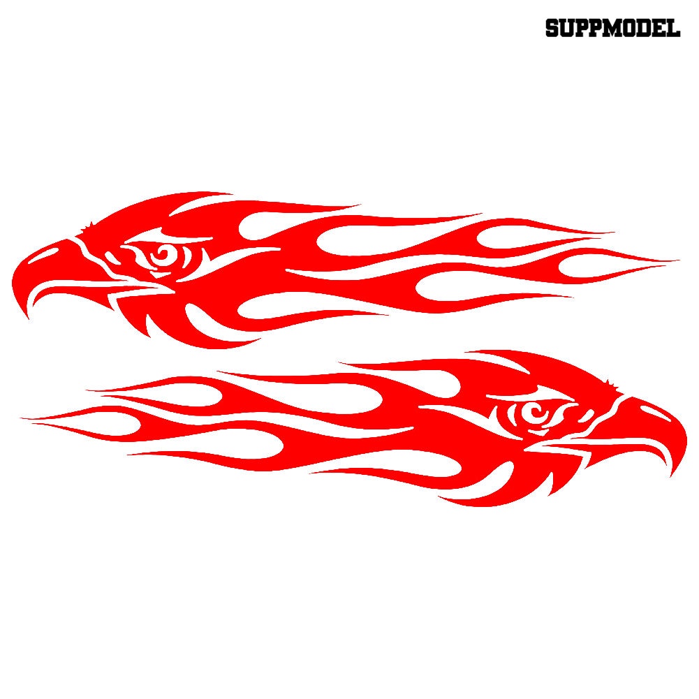 2pcs Stiker Reflektif Motif Elang Api Untuk Dekorasi Mobil / Motor