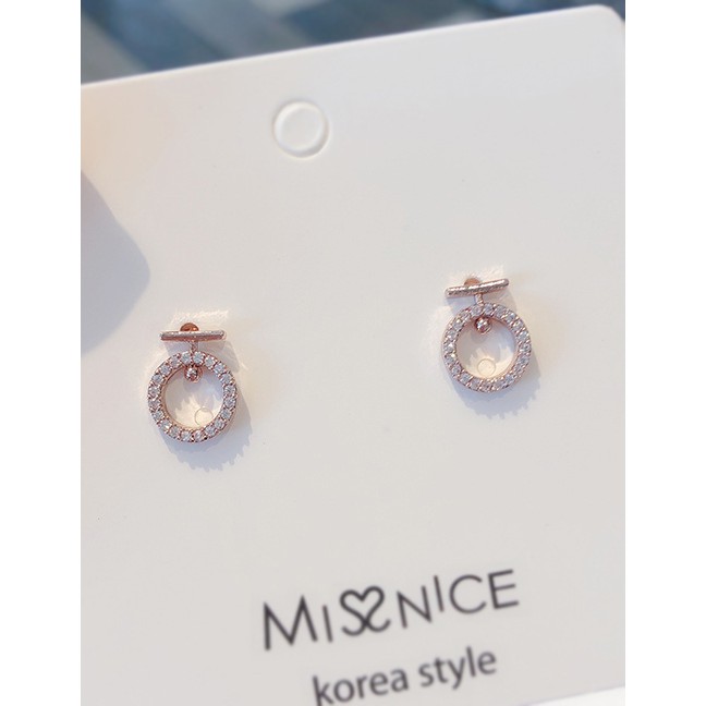 LRC Anting Tusuk Fashion Gold 925 Silver Pin Micro-inlaid Zircon Ring Earrings D15260