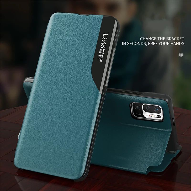 Casing Redmi Note 10 5G Smart Flip Case Magnetic Kickstand Kulit