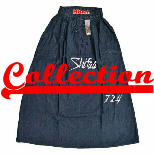 Rok Jeans/ Rok Wanita Panjang / Rok Polos Model A (BB ± 40-65 kg / All Size Dewasa)