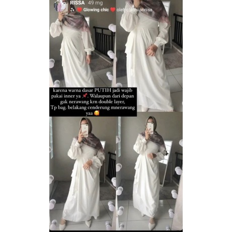 ADIBA - Rissa Dress/ Gamis Terbaru 2021 / Dress Muslim Kondangan Ada Size S M L XL-PUTIH