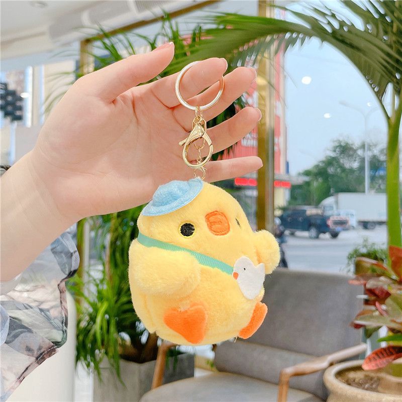 Little Yellow Chicken Plush Toy Pendant Doll Netred Chick Cute Keychain Children's Gift