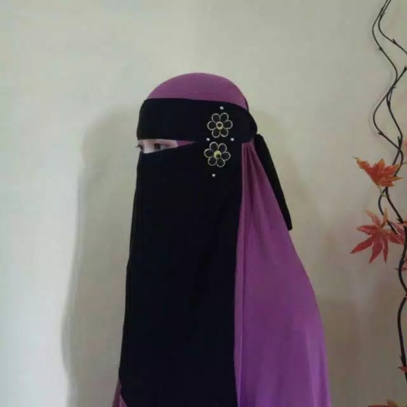 NIQAB BANDANA MOTIF/Niqob Bunga/Bandana Cadar sifon