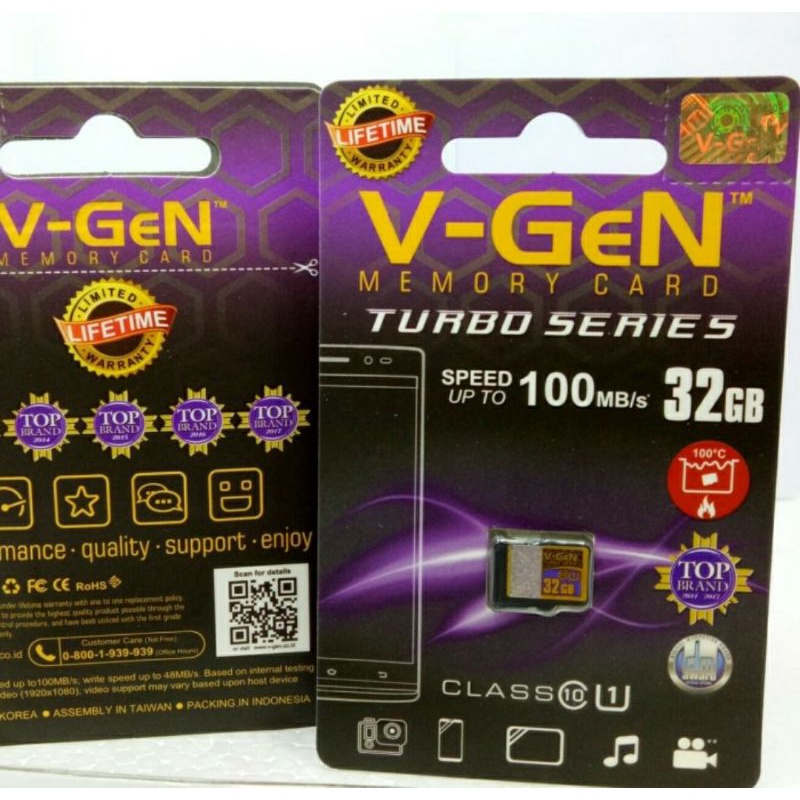 Micro SD 32GB Class 10 V-GeN Turbo Series Memory Card Vgen