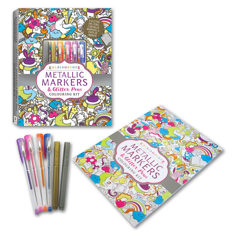 

Buku Mewarna Kaleidoscope Metallic Markers & Glitter Pens Colouring Kit