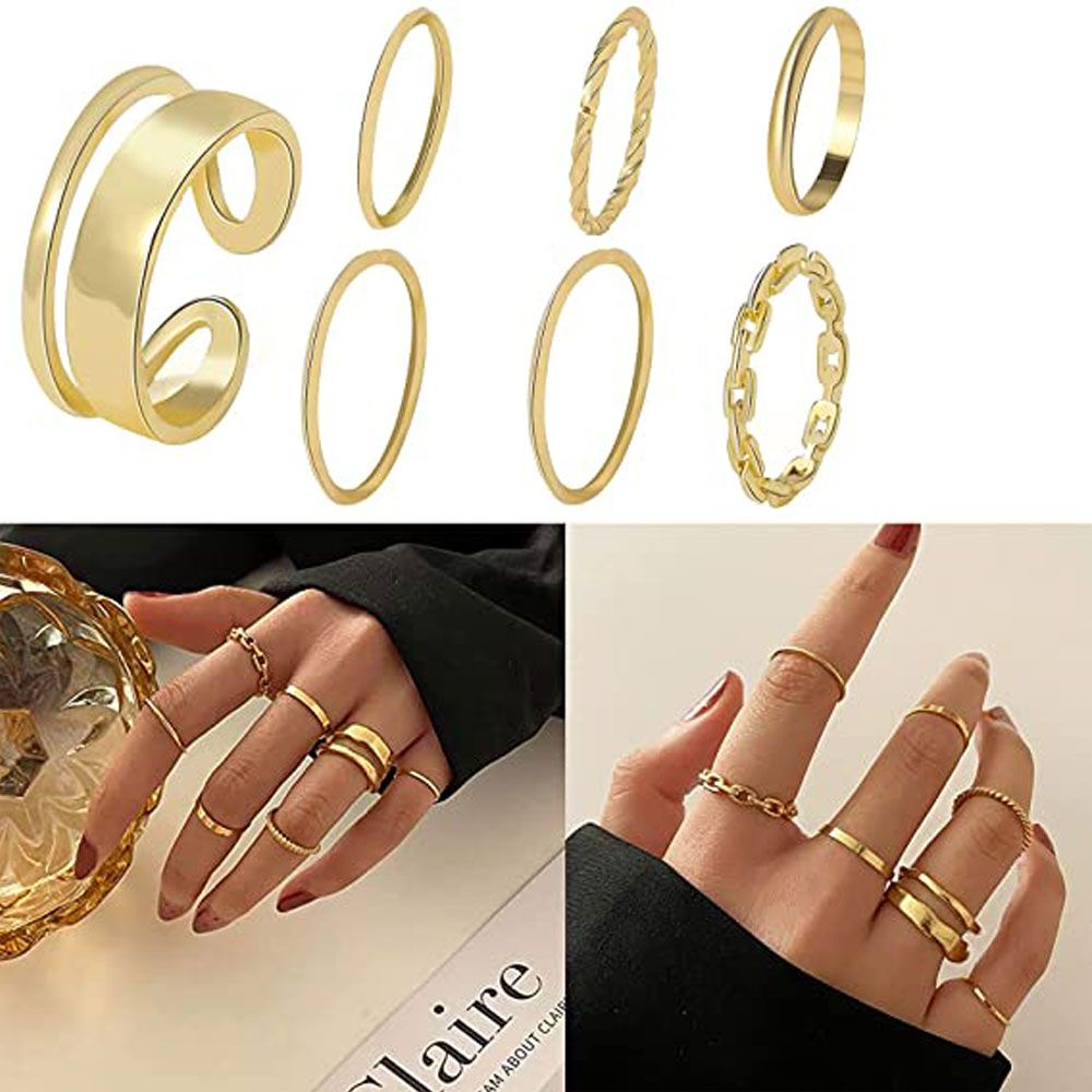 TOP 7 pcs/set New Knuckle Rings Set Gold And Silver Alloy Women Fashion Jewelry Wedding Gifts Many Kinds/Multicolor