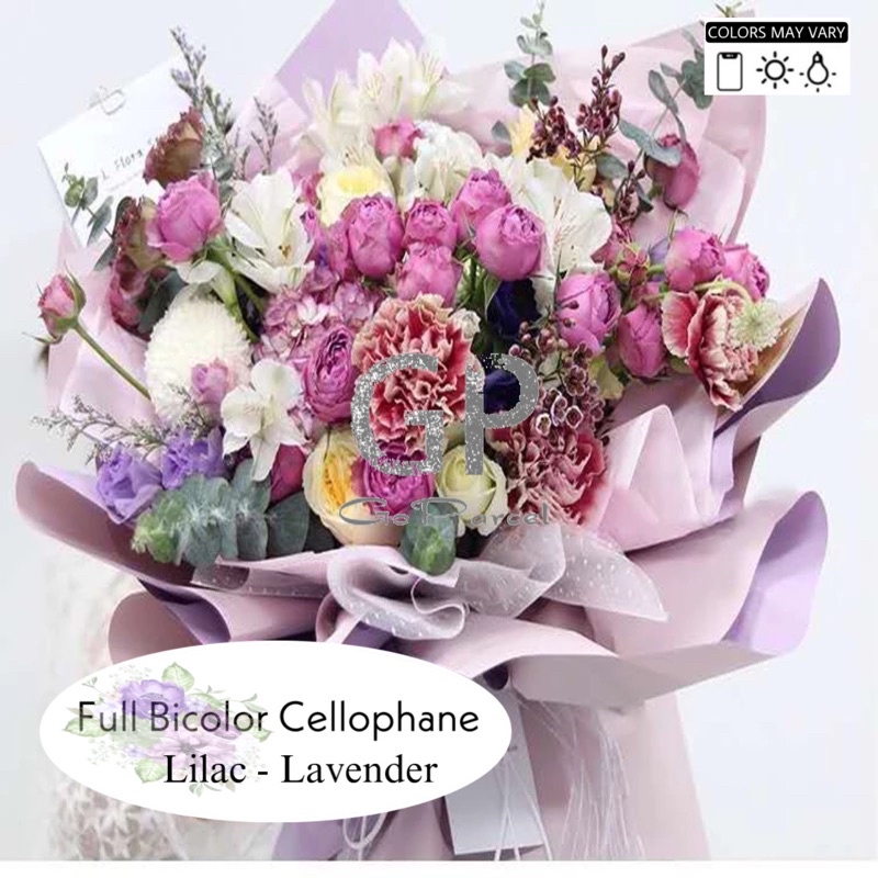 ( 5 Lembar ) FULL BICOLOR - FLOWER WRAPPING PAPER KOREAN CELLOPHANE PLASTIC / DOUBLE COLOR KERTAS BUNGA / BUKET / KARANGAN / FLORIST