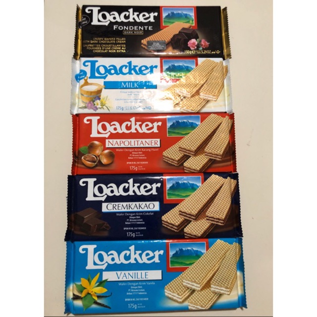 

WAFER LOAKER NAPOLITANER 175 gr Quadratini LOAKER WAFER HAZELNUT WAFER KACANG