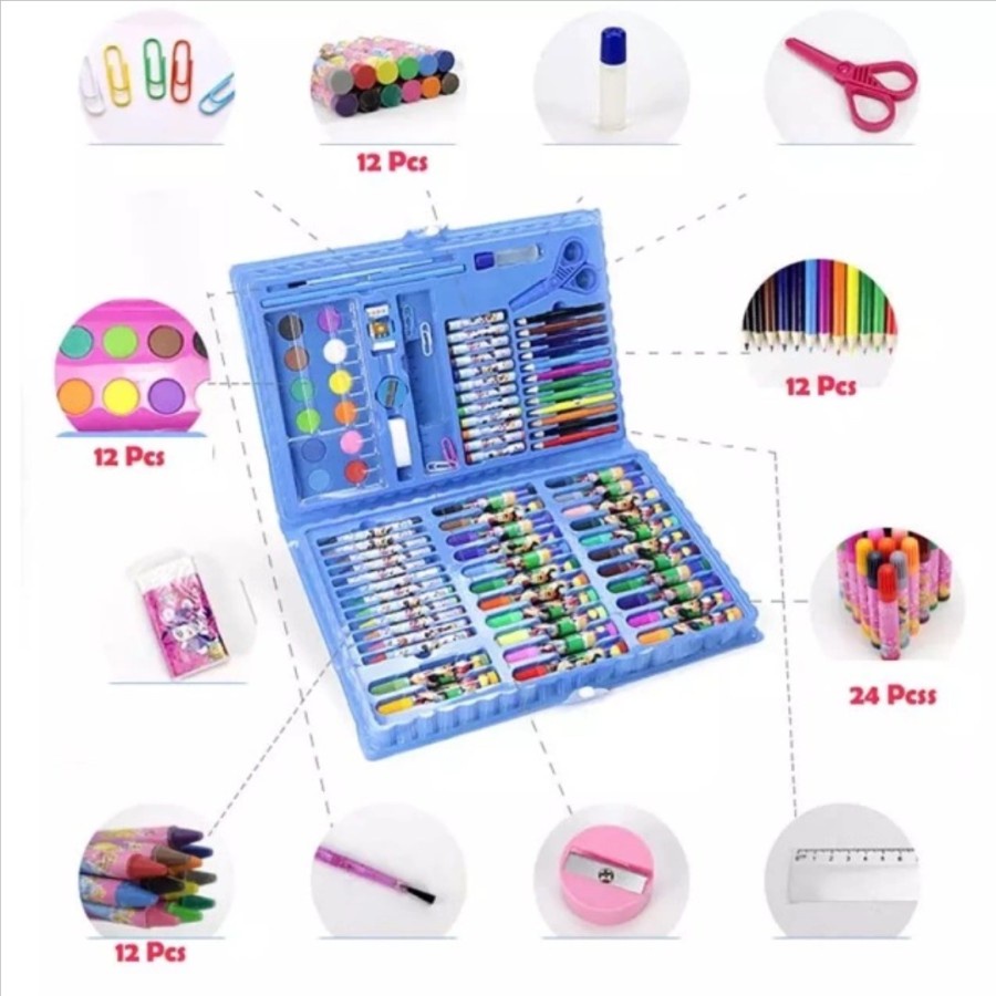 Stationary Set Pensil Crayon Cat Air Menggambar Sekolah Anak isi 86pcs dan 150pcs