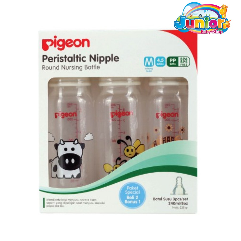 Pigeon Paket Beli 2 Bonus 1 Botol PP RP S-Type Nipple 120ml/240ml