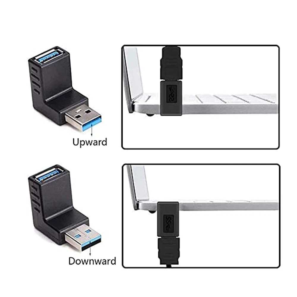 Konverter Bentuk L Shape USB 3.0 Type A Male ke A Female Transfer 5 Gbps FBESTY19 - 7CUA08BK