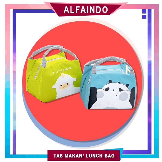 Alfaindo Tas Tempat Kotak Makan Bekal Lunch Box Anak Tahan Panas Praktis Motif Binatang TM015