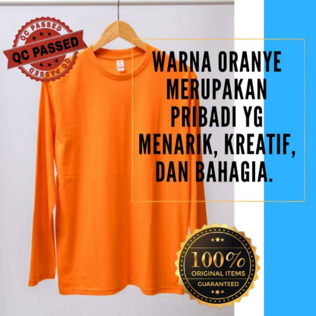 Kaos Polos Orange Tangan Panjang