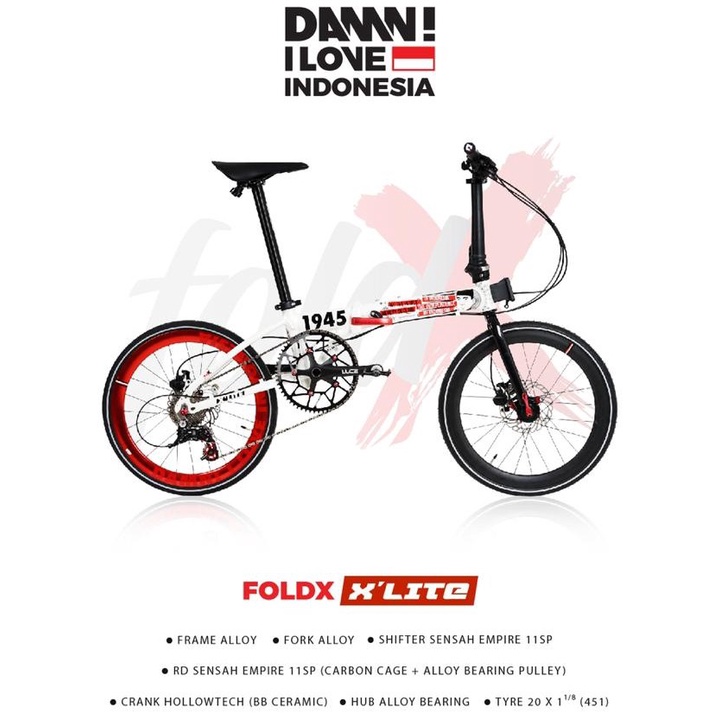 Sepeda Lipat 20 foldX 8 Speed foldX X'LITE Merdeka foldX X'LITE LX foldX8 fold X 8 foldX XLITE fold X LITE Element Folding Bike DAMN! I LOVE INDONESIA