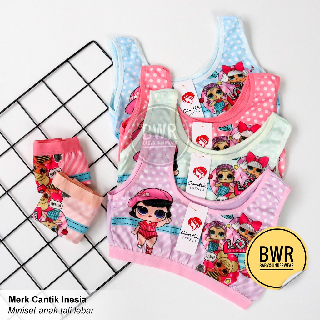 [ 6pc ] Miniset CANTIK Inesia Tali Lebar / Miniset Anak Remaja Motif Warna | Bwr