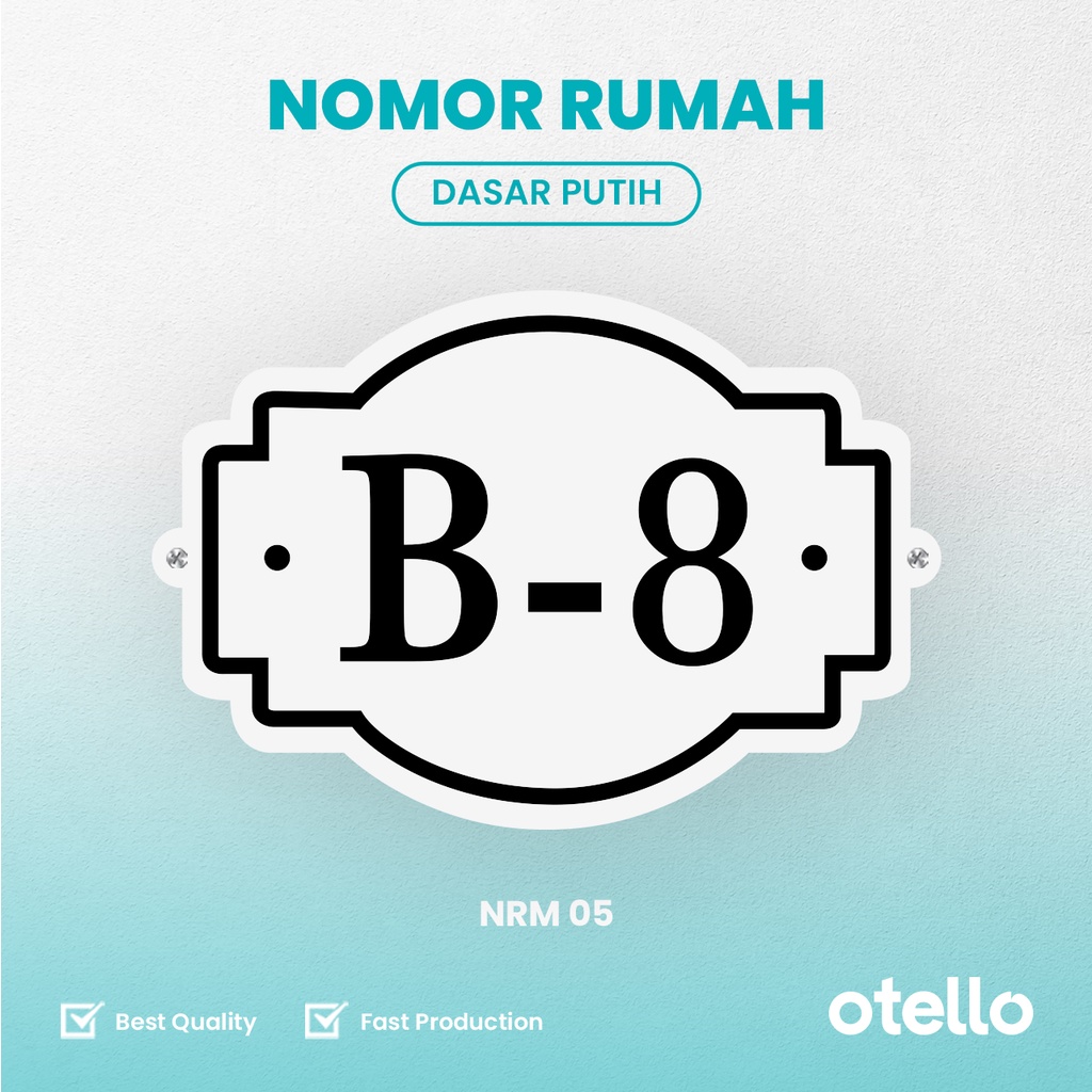 Nomor Rumah Acrylic Timbul Custom Nomer No Papan Alamat Rumah 3D Modern Minimalist Otello NRM 05