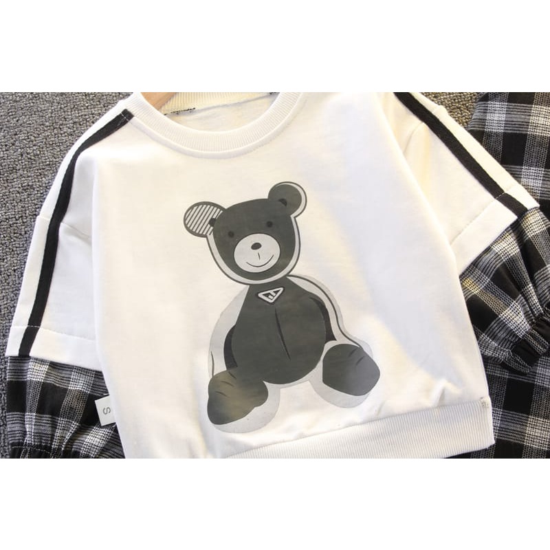 [COD] Setelan anak laki laki motif BoardBear 0-5 Tahun / Setelan baju baby impor premium korea lengan panjang/Brownieground